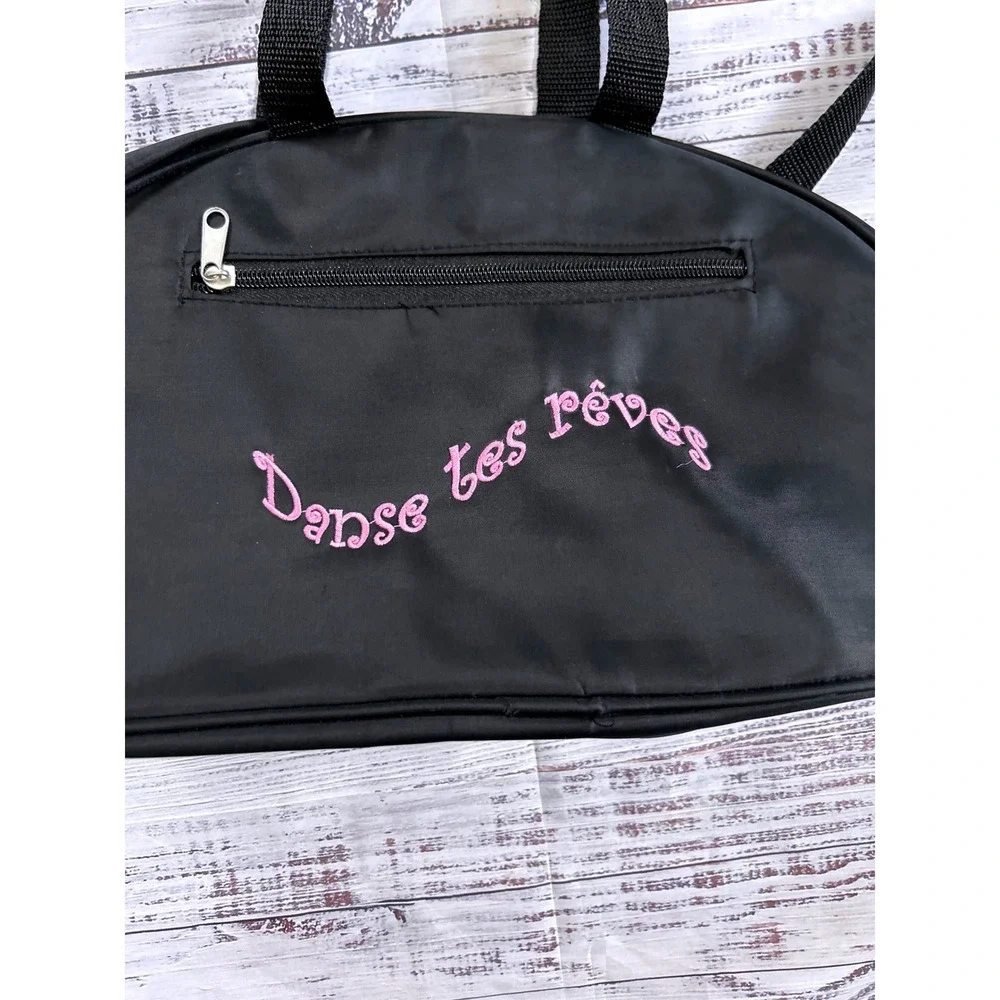 Ballet Dance Duffel Bag Kids OS Black Pink Embroidered Tutu Ballerina